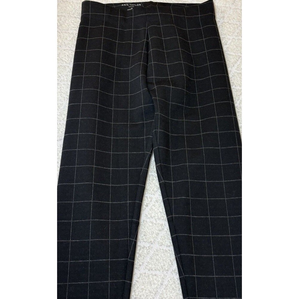 NEW Ann Taylor Factory Black Plaid Stretch Pull On Pants Women’s Size Medium - Picture 4 of 15